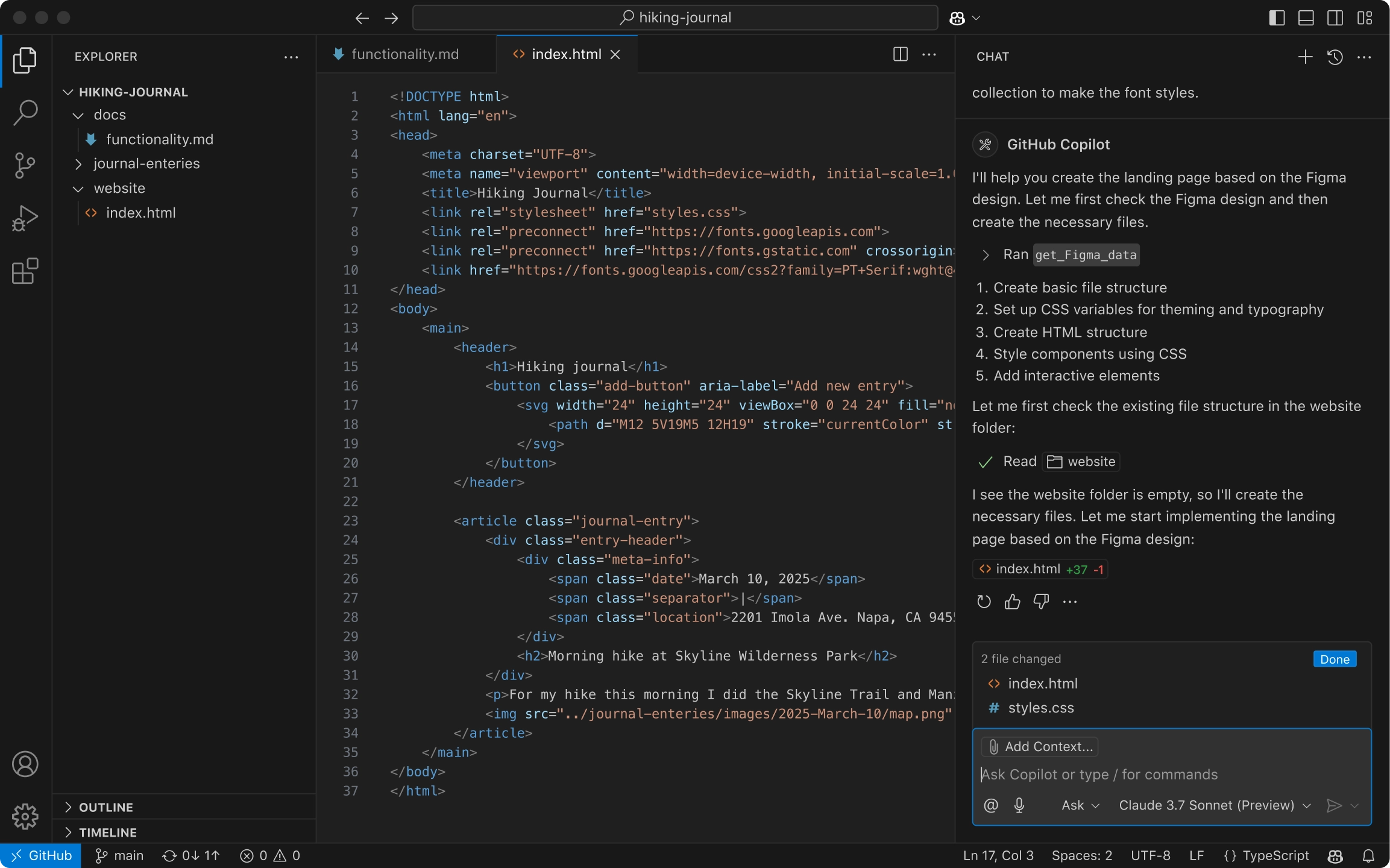 VS Code interface showing AI-powered features